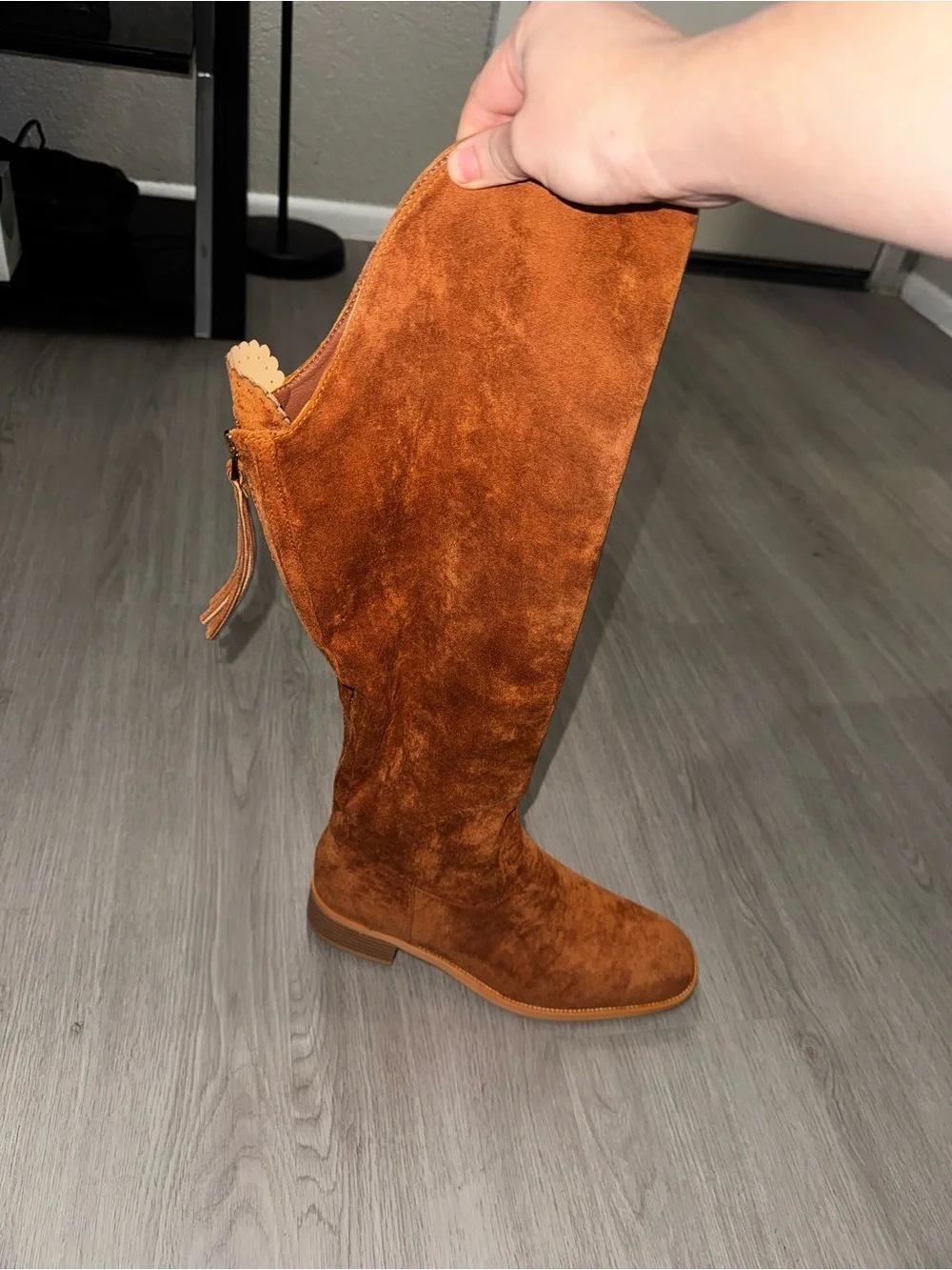 Suede Over-the-Knee Boots - Rust Brown